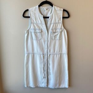 Joie Soft chambray mini dress XS tie at waist sleeveless